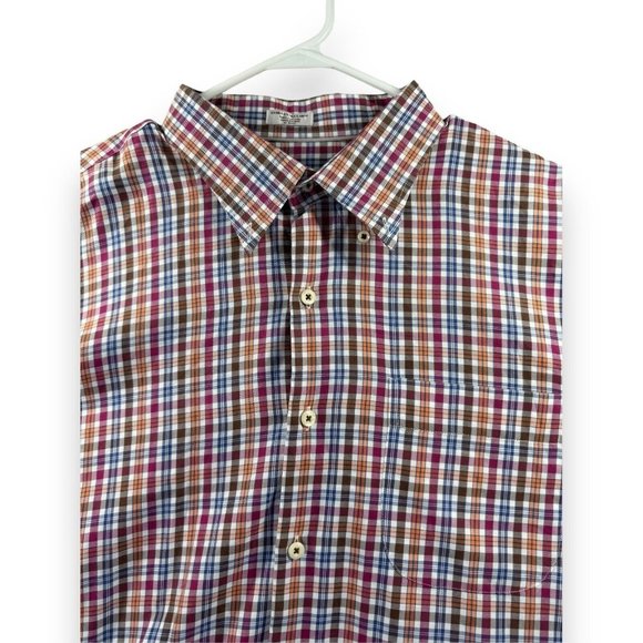 Peter Millar Mens Button Down Shirt Size XXL Check Red & White & Orange - Picture 2 of 7